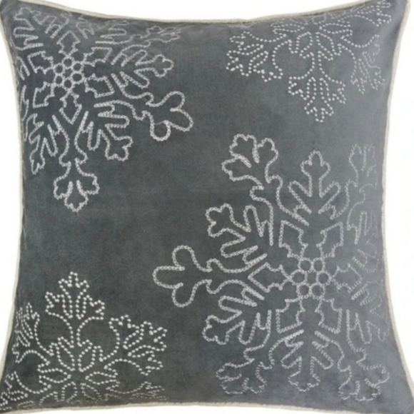 Homey Cozy Other - Homey‎ COZY Embroidery Gray Snowflake Velvet Throw Pillow, 20", Cover Only